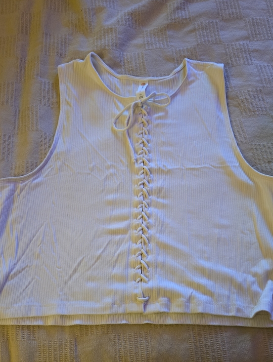 Daily Practice Tops - Daily Practice by Anthropologie Women’s White Ribbed Lace-Up Tank Top
